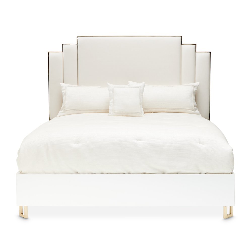 Palm Gate Queen Upholstered Bed - Cloud White. Picture 2