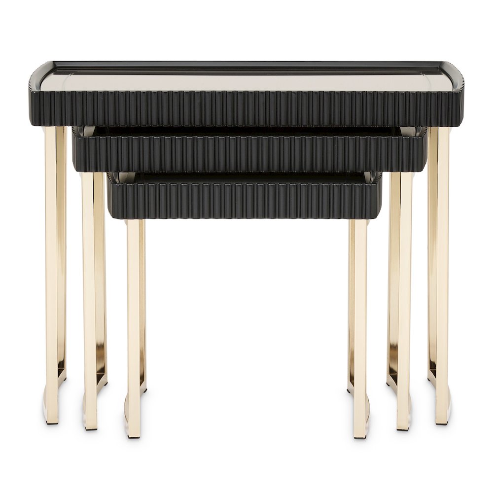 Lisbon Nesting Tables, Set of 3 - Silken Matte Black. Picture 3