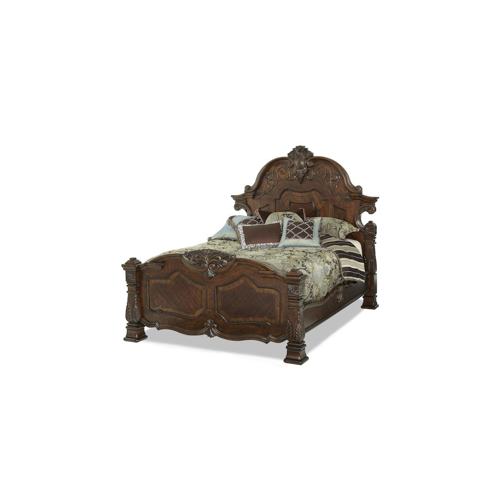 Windsor Court Queen Mansion Bed - Vintage Fruitwood. Picture 1