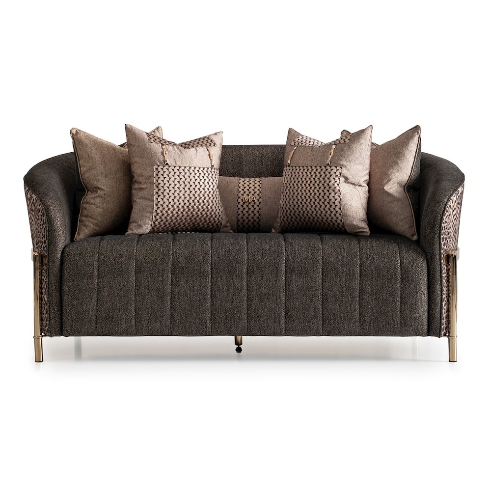 Lisbon Loveseat - Onyx/Gold. Picture 1