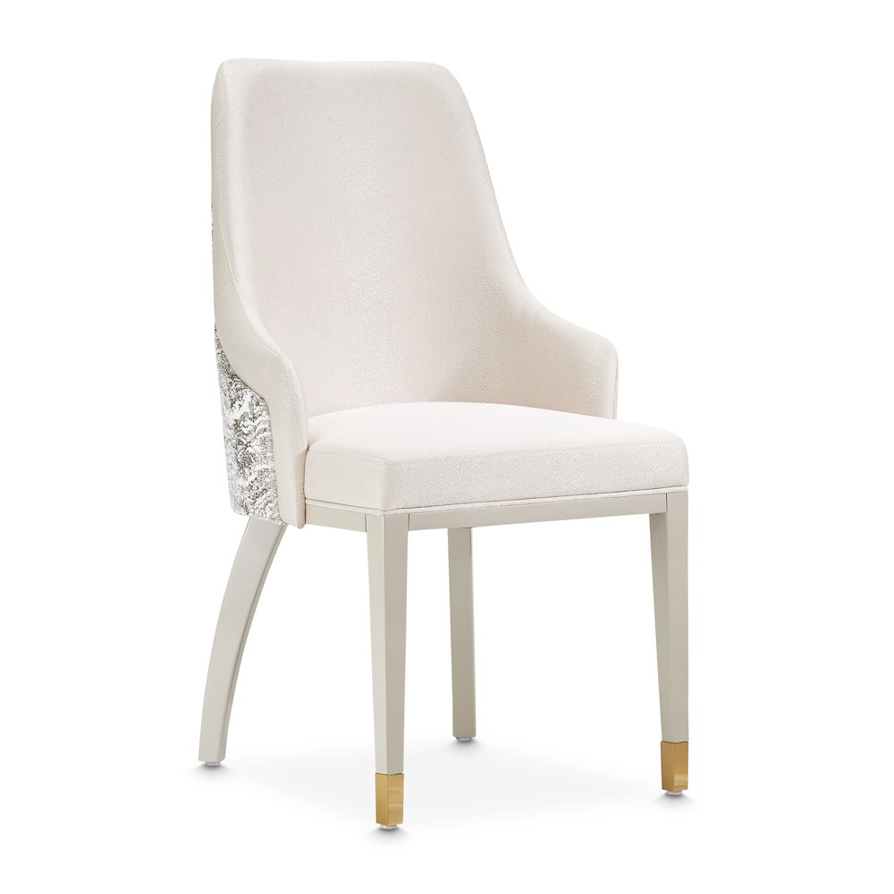 Carmela Dining Arm Chair - Shimmer Ivory. Picture 2