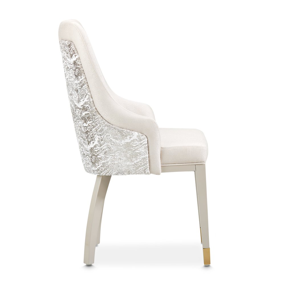 Carmela Dining Arm Chair - Shimmer Ivory. Picture 3