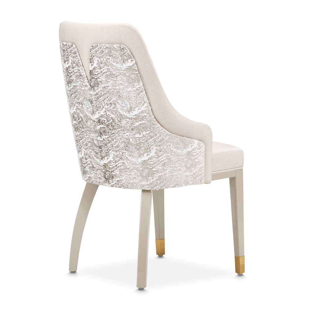 Carmela Dining Arm Chair - Shimmer Ivory. Picture 4
