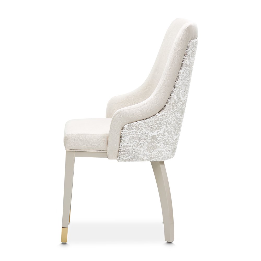 Carmela Dining Arm Chair - Shimmer Ivory. Picture 7