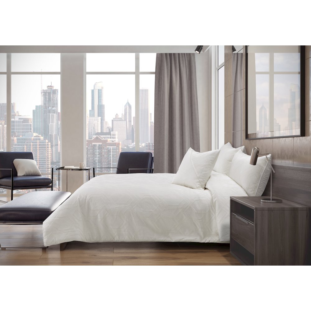 Quincy 4-Piece Queen Comforter Set - Ivory. Picture 1