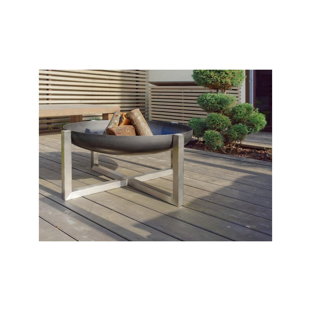 Quadra Fire Pit Rusting Stainless Steel Modern Contemporary Fireplace Fire Bowl. Picture 3