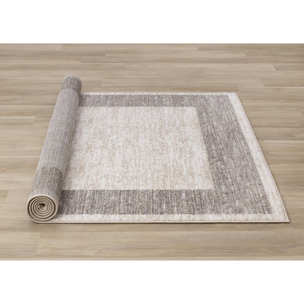 Claremont Beige Taupe Distressed Border Area Rug, 6'7'' x 9'6''. Picture 8