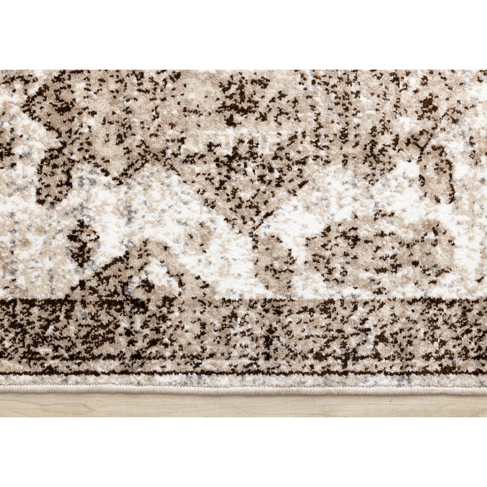 Classic 6x9 Rug in Brown and Cream, Distressed Rug Styled as Vintage Area Rug. Picture 9