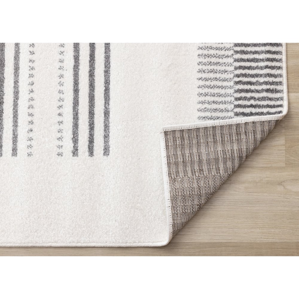 Claremont Modern Striped Grey White Area Rug, 6'7" x 9'6". Picture 7