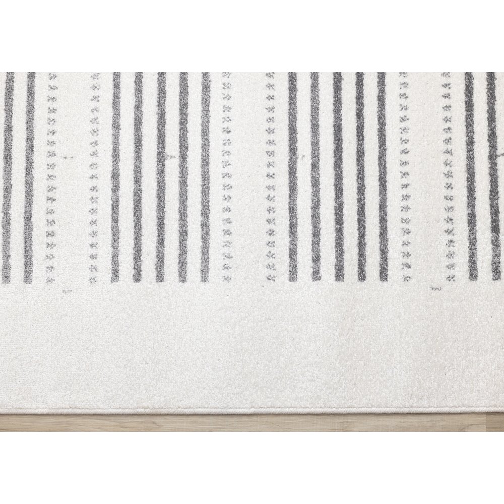 Claremont Modern Striped Grey White Area Rug, 6'7" x 9'6". Picture 9