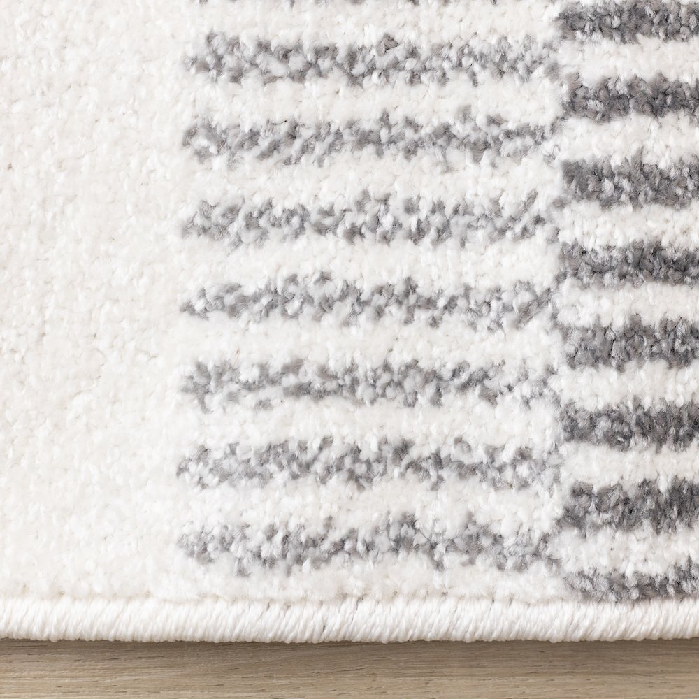 Claremont Modern Striped Grey White Area Rug, 6'7" x 9'6". Picture 10