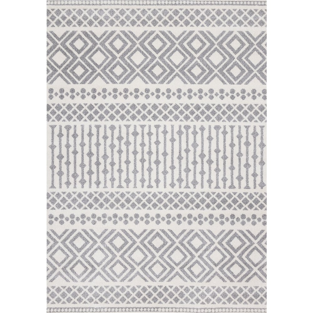 Claremont Grey White Southwest Area Rug, 7'10" x 10'6". Picture 1
