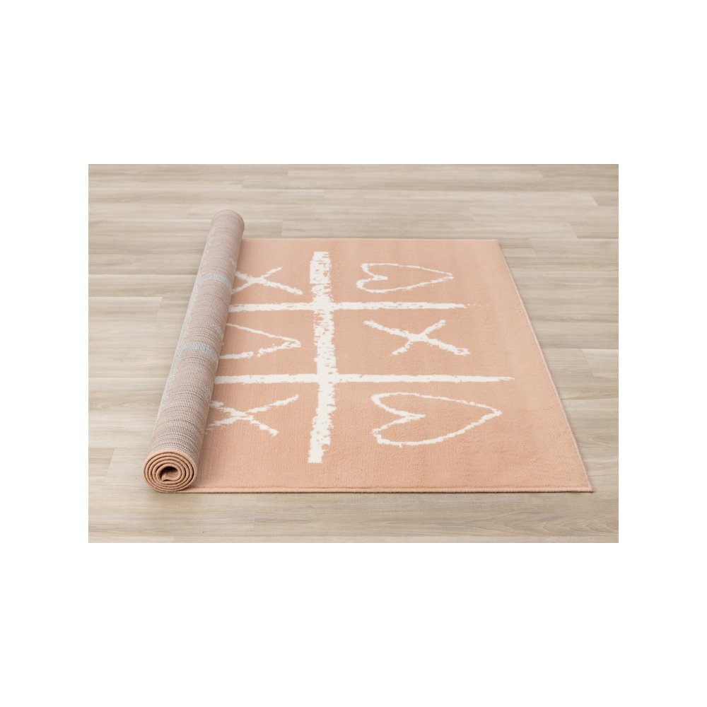 Functional Kids Pink Cream Playing Board Rug, 5'3" x 7'5". Picture 8