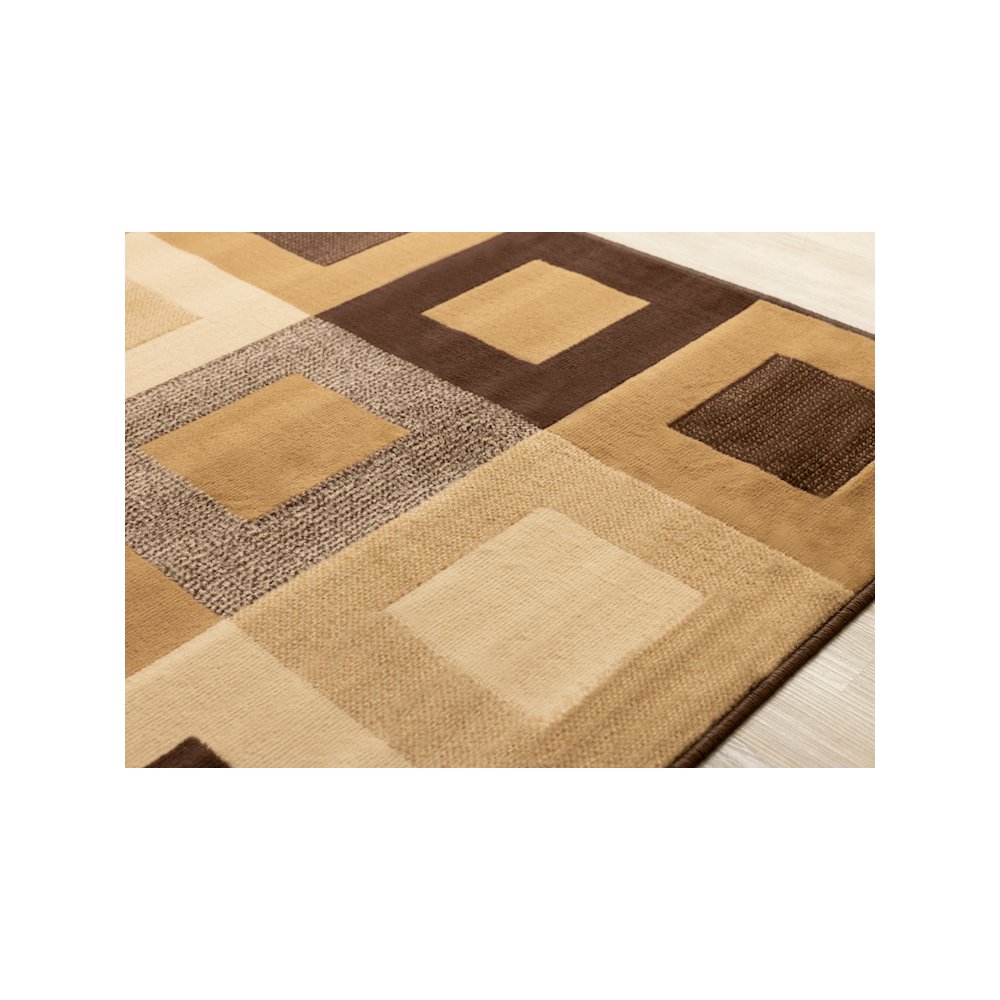 Functional Style Brown Beige Geometric Rug. Picture 4