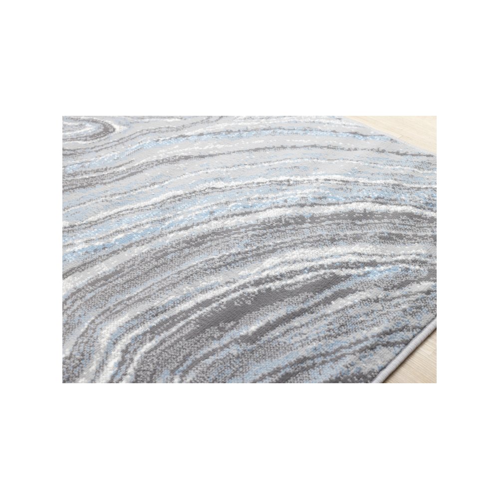 Grey Blue and White 5x7 Area Rug, Modern Abstract Rug for Living Room. Picture 4