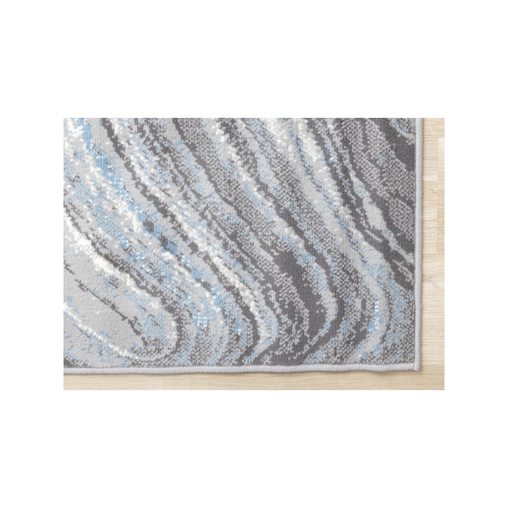 Grey Blue and White 5x7 Area Rug, Modern Abstract Rug for Living Room. Picture 6