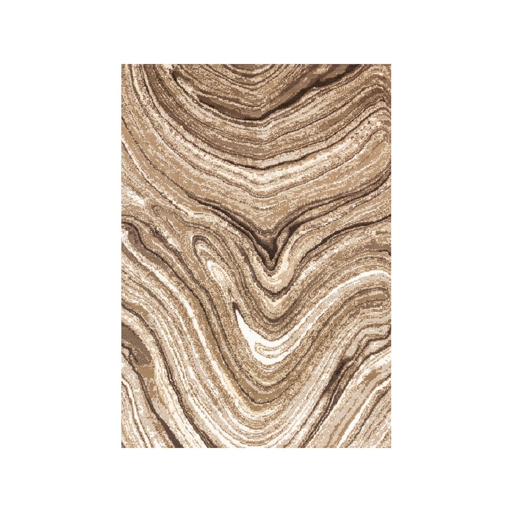 Abstract Brown and Cream Large Rug, 7x10 Area Rug with Soft Carpet Finish. Picture 1
