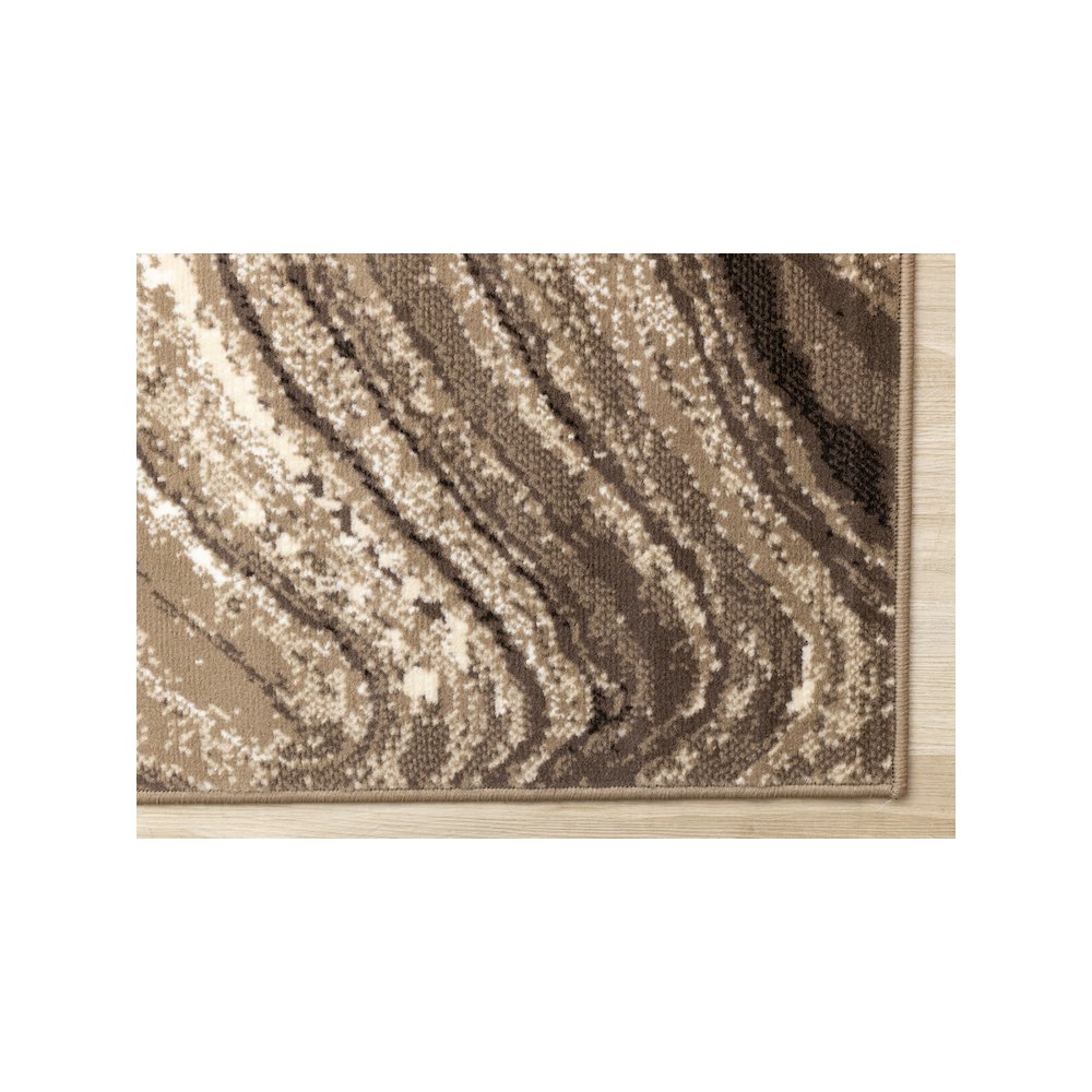 Abstract Brown and Cream Large Rug, 7x10 Area Rug with Soft Carpet Finish. Picture 6