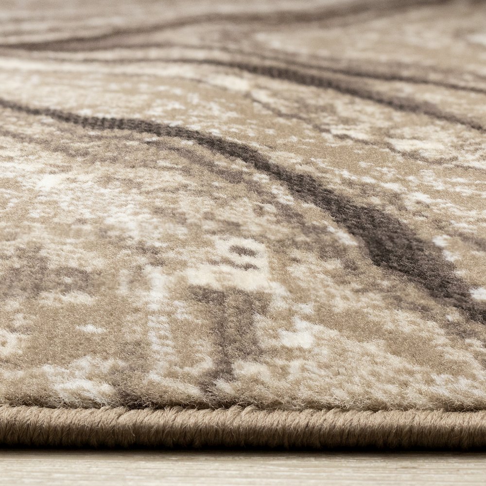 Abstract Brown and Cream Large Rug, 7x10 Area Rug with Soft Carpet Finish. Picture 5