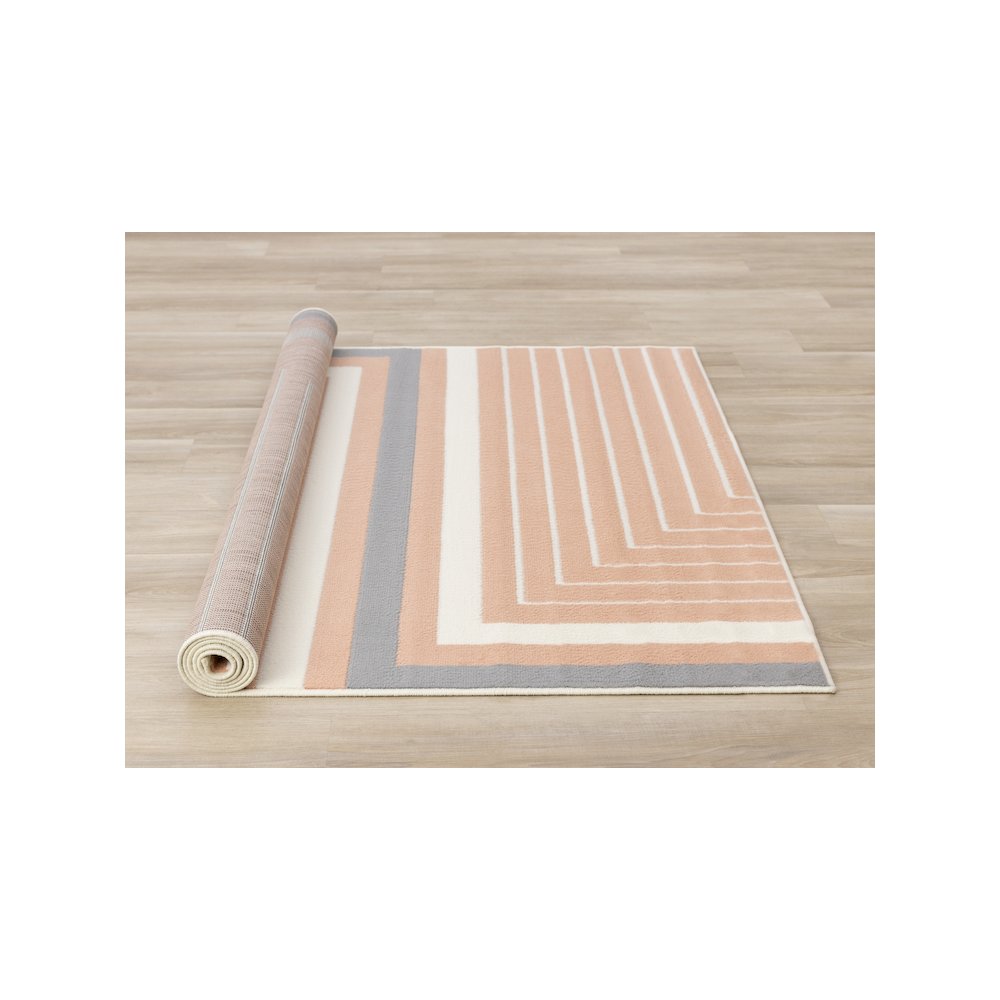 Functional Style Pink Grey White Modern Lines Rug, 7'9" x 10'6". Picture 8
