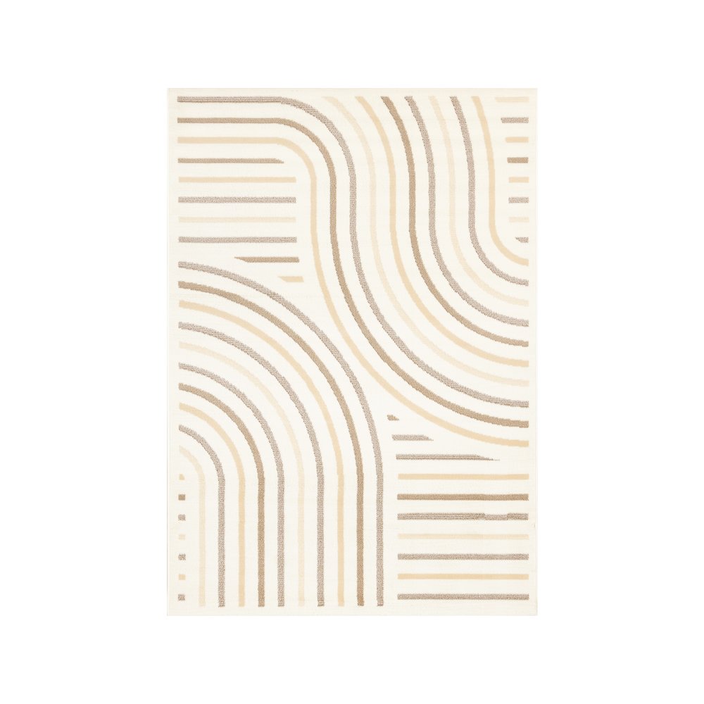 Functional Style Cream Beige Curves Rug, 7'9" x 10'6". Picture 1