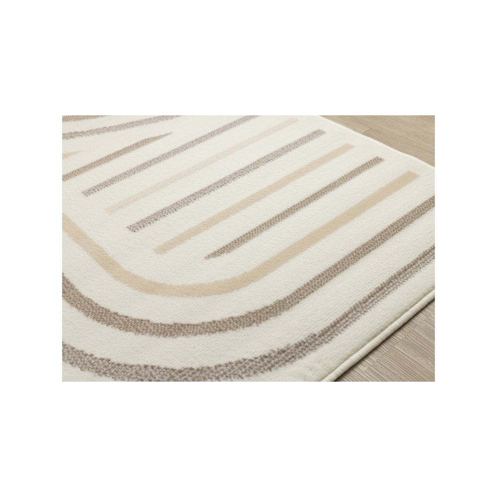 Functional Style Cream Beige Curves Rug, 7'9" x 10'6". Picture 4