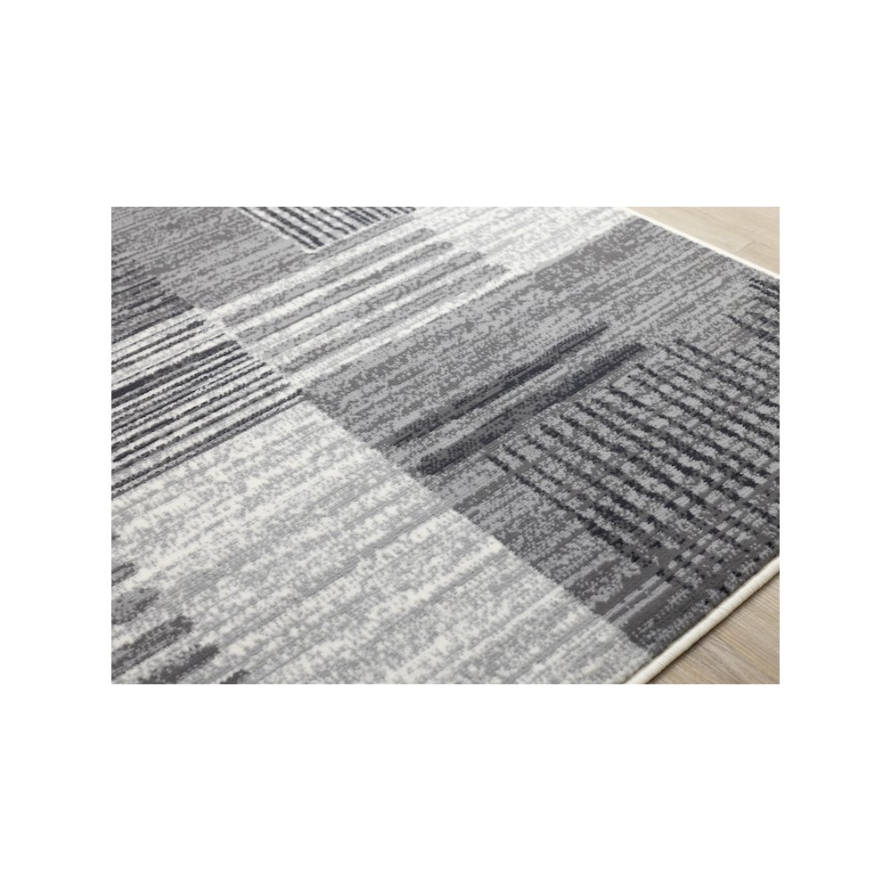 Striped Rug in White Grey Black, 7x10 Large Living Room Rug. Picture 4