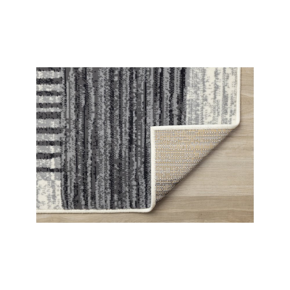 Striped Rug in White Grey Black, 7x10 Large Living Room Rug. Picture 7