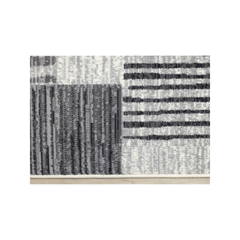 Striped Rug in White Grey Black, 7x10 Large Living Room Rug. Picture 9