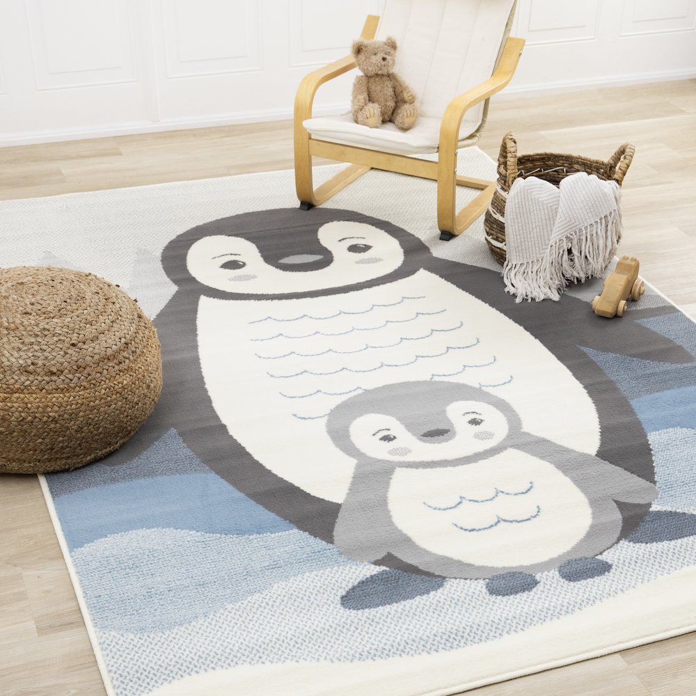 Functional Kids Baby Penguin Area Rug, 5'3" x 7'5". Picture 2