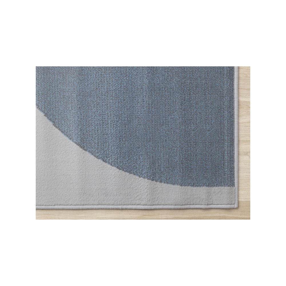 Modern Blue Grey White Large 7x10 Area Rug, Abstract Carpet Design. Picture 6