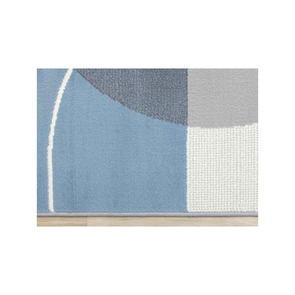 Modern Blue Grey White Large 7x10 Area Rug, Abstract Carpet Design. Picture 9