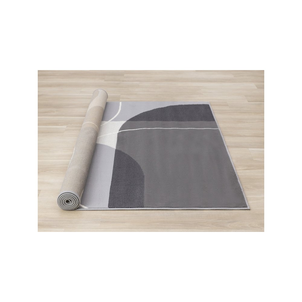 Modern Abstract Rug in Grey and White, 5x7 Area Rug for Living Room. Picture 8