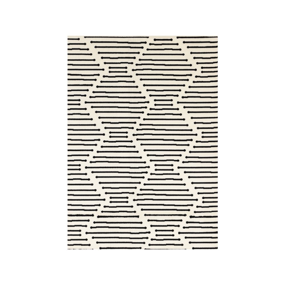 Functional Style Black White Geometric Area Rug, 5'3" x 7'5". Picture 1