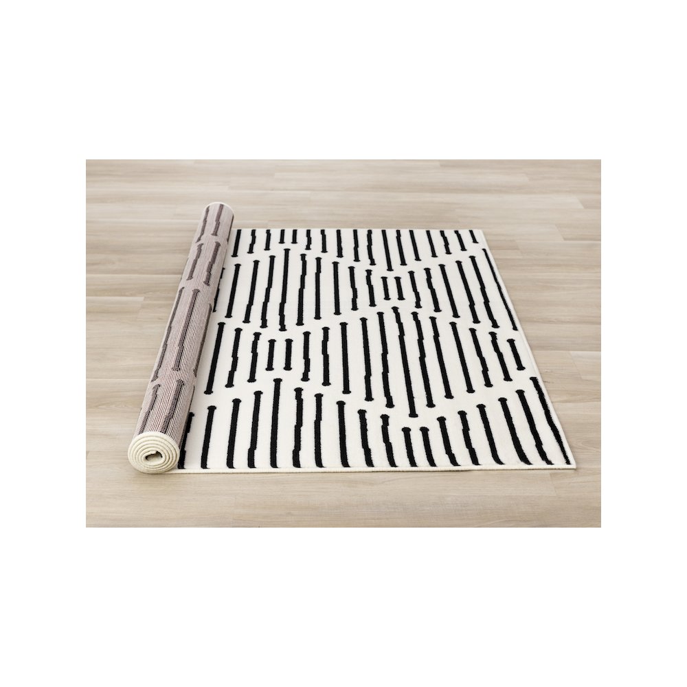 Functional Style Black White Geometric Area Rug, 5'3" x 7'5". Picture 8