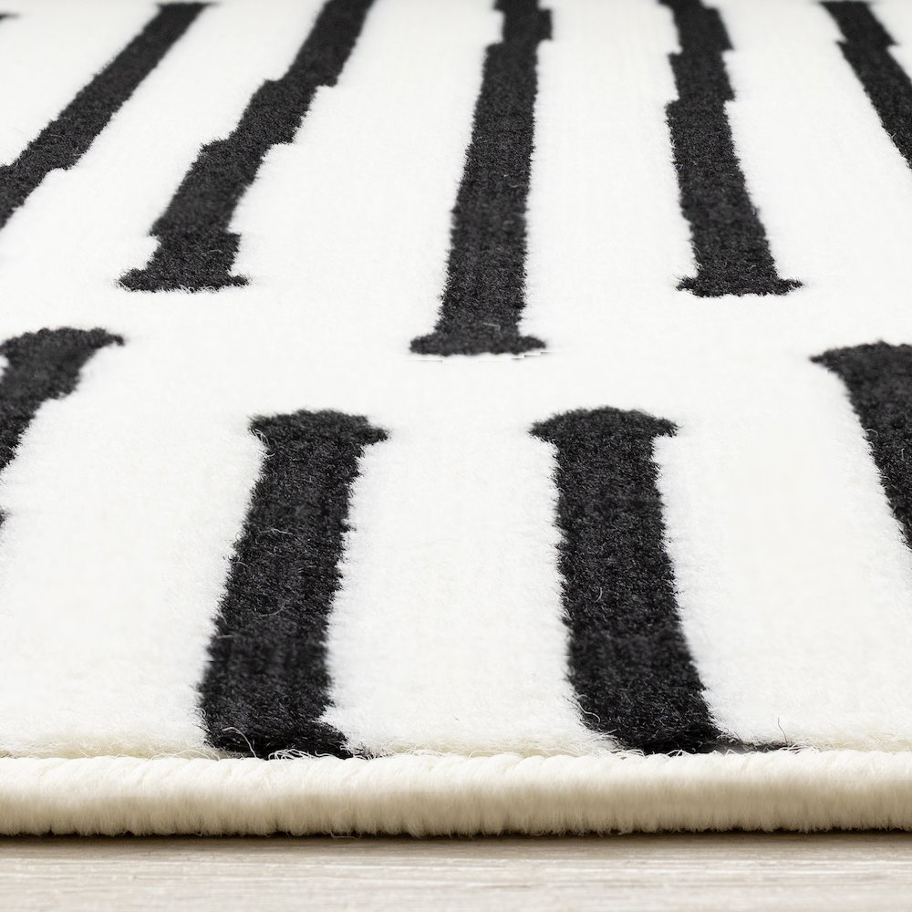 Functional Style Black White Geometric Area Rug, 5'3" x 7'5". Picture 5