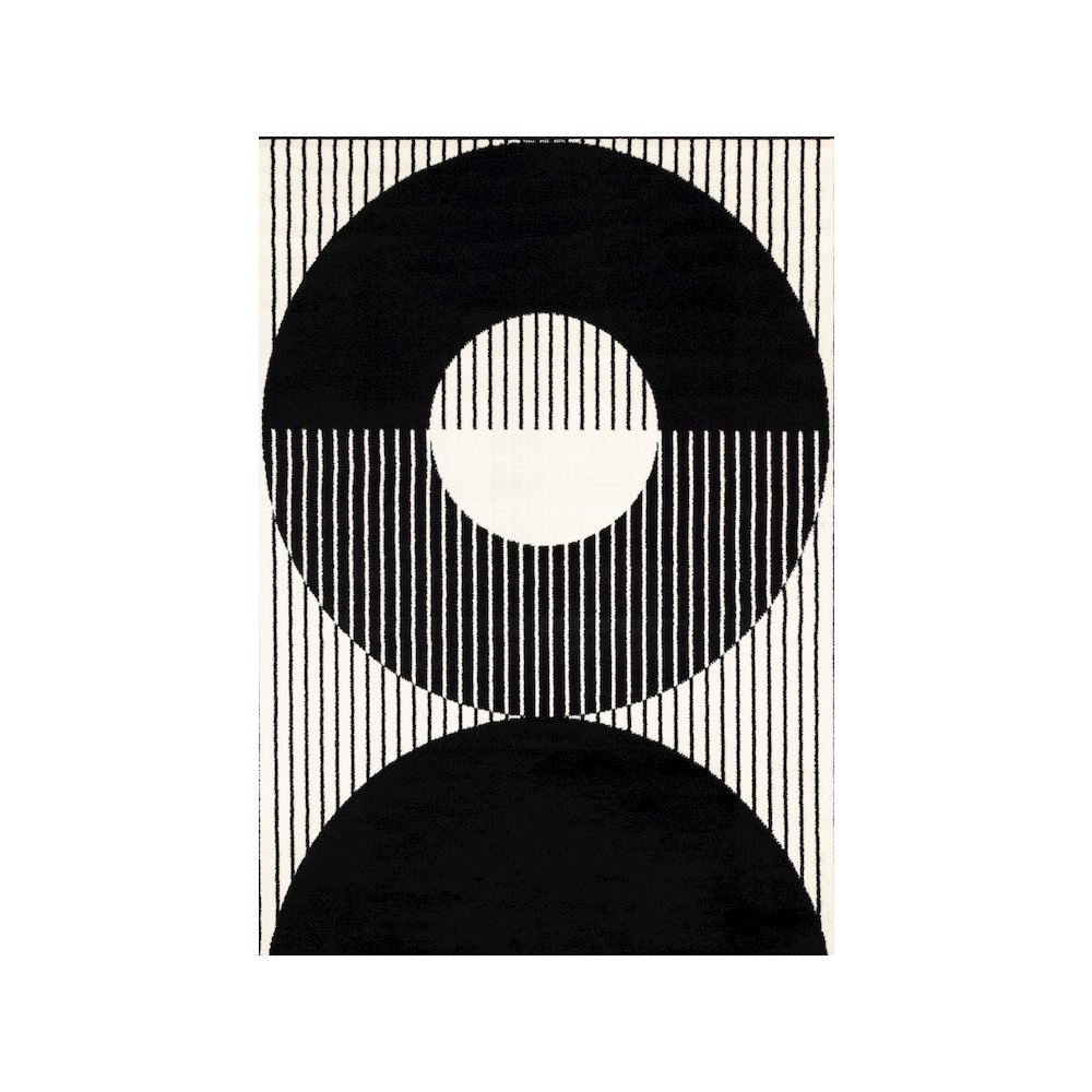 Functional Style Black White Modern Rug, 7'9" x 10'6". Picture 1