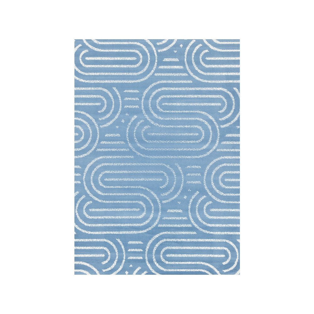 Functional Style Blue White Links Area Rug, 7'9" x 10'6". Picture 1
