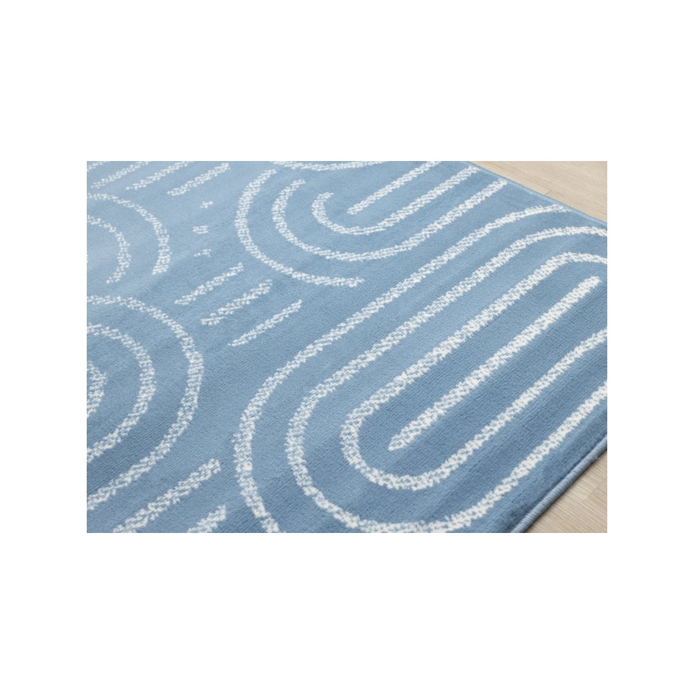 Functional Style Blue White Links Area Rug, 7'9" x 10'6". Picture 4