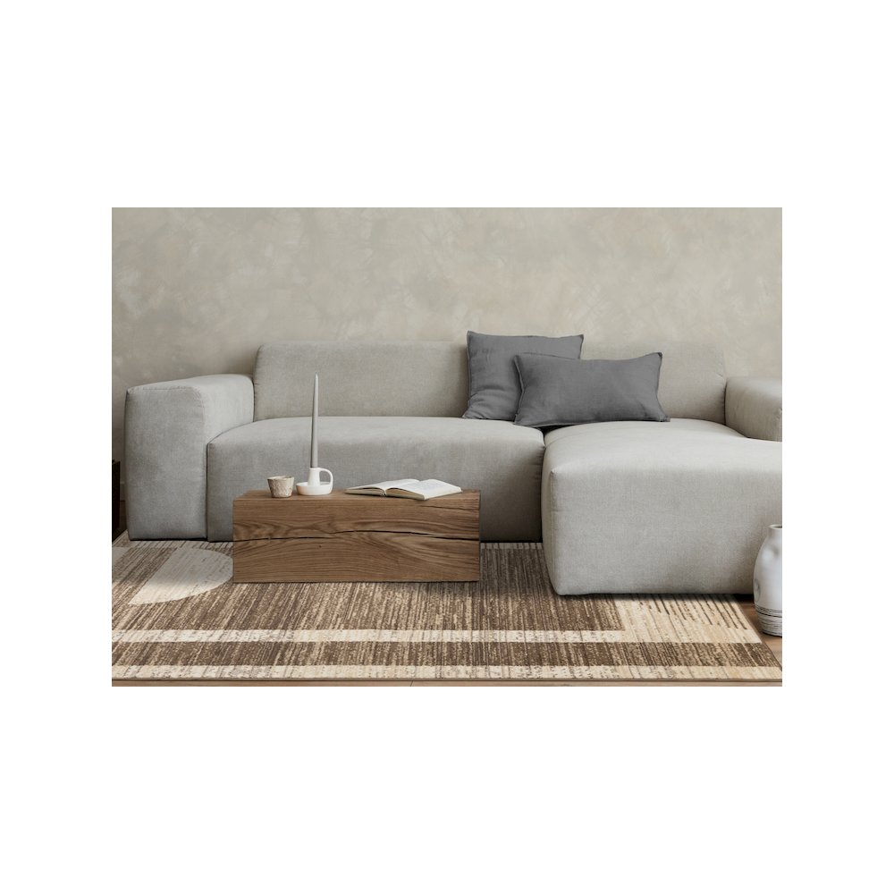 Abstract Geometric Rug in Brown Beige, 7x10 Rug Comfy Area Rug for Homes. Picture 3