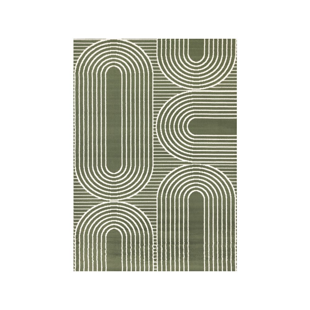 Modern Green Geometric 7x10 Area Rug for Living Spaces. Picture 1
