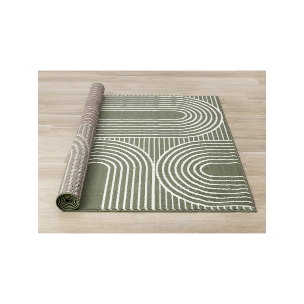 Modern Green Geometric 7x10 Area Rug for Living Spaces. Picture 8