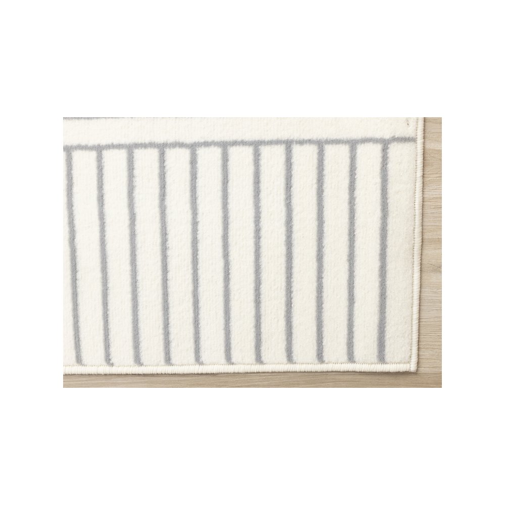 Modern Geometric Cream Area Rug 5x7 with White and Grey Pattern Design. Picture 6