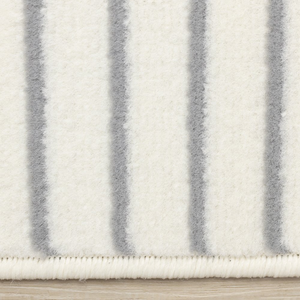 Modern Geometric Cream Area Rug 5x7 with White and Grey Pattern Design. Picture 10