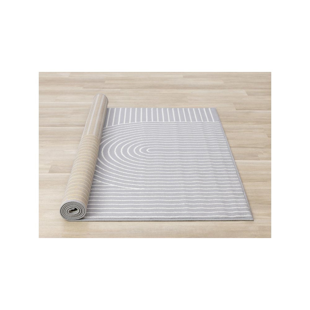 Modern Grey and White Large Rug, 7x10 Area Rug with Arches Pattern. Picture 8