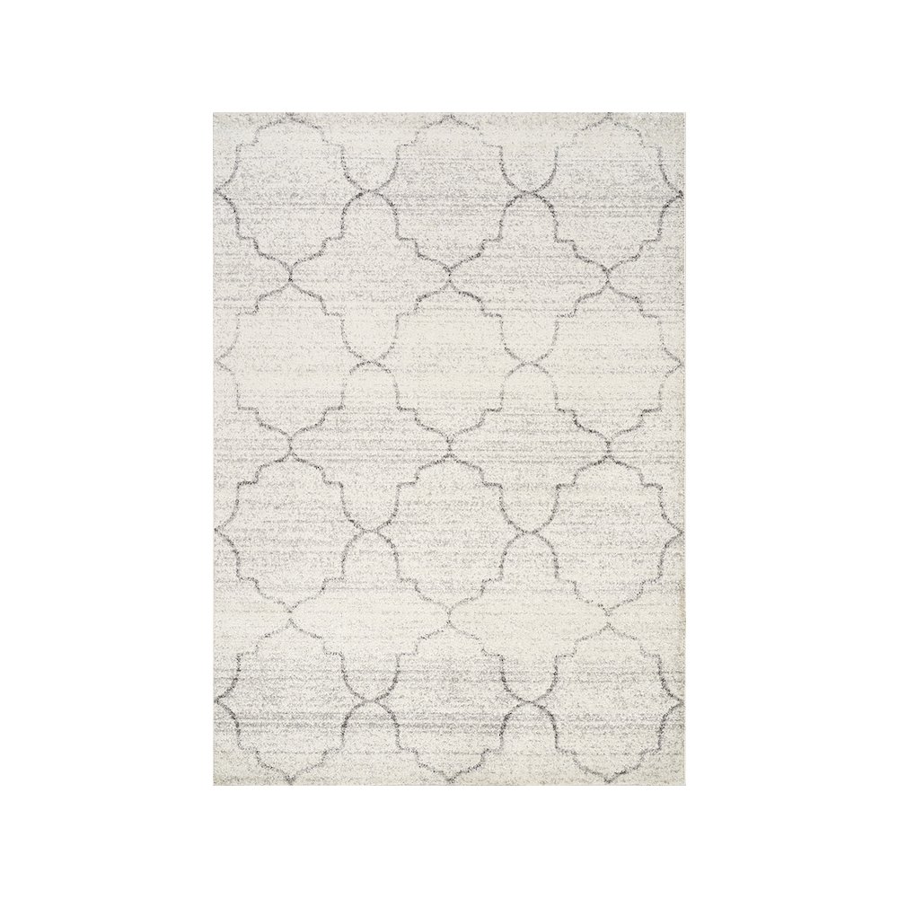 Finley Cream Grey Ogee Indoor Rug, 6'7" x 9'6". Picture 1