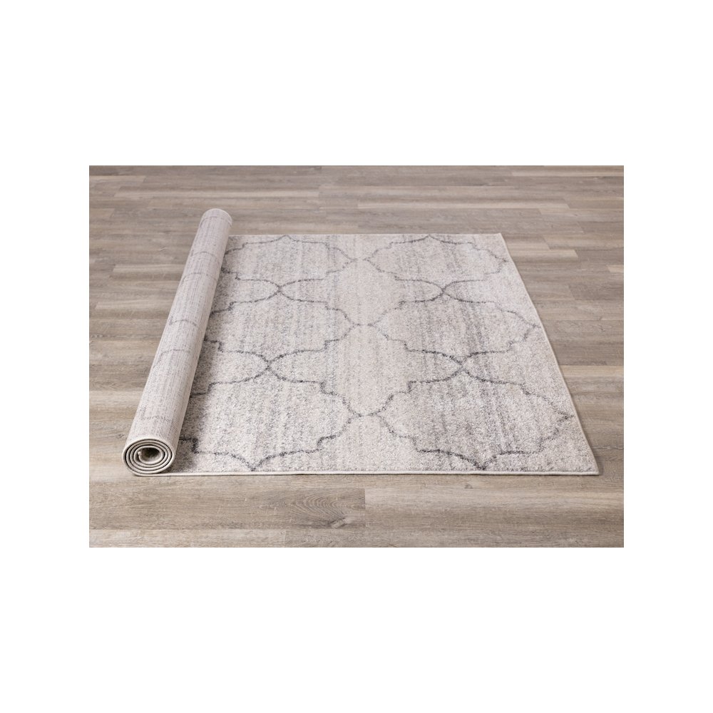Finley Cream Grey Ogee Indoor Rug, 6'7" x 9'6". Picture 8
