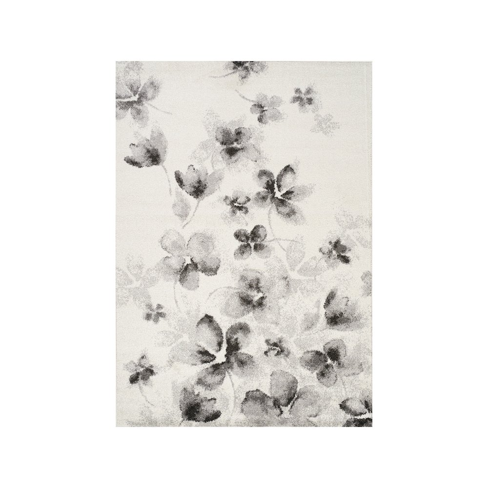 Finley Grey White Floating Flowers Rug, 7'10" x 10'6". Picture 1