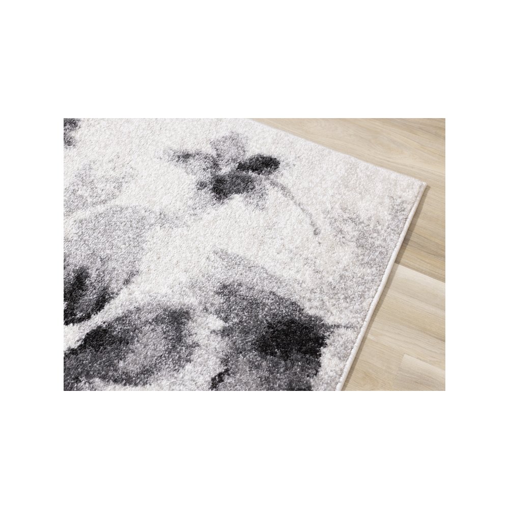 Finley Grey White Floating Flowers Rug, 7'10" x 10'6". Picture 4