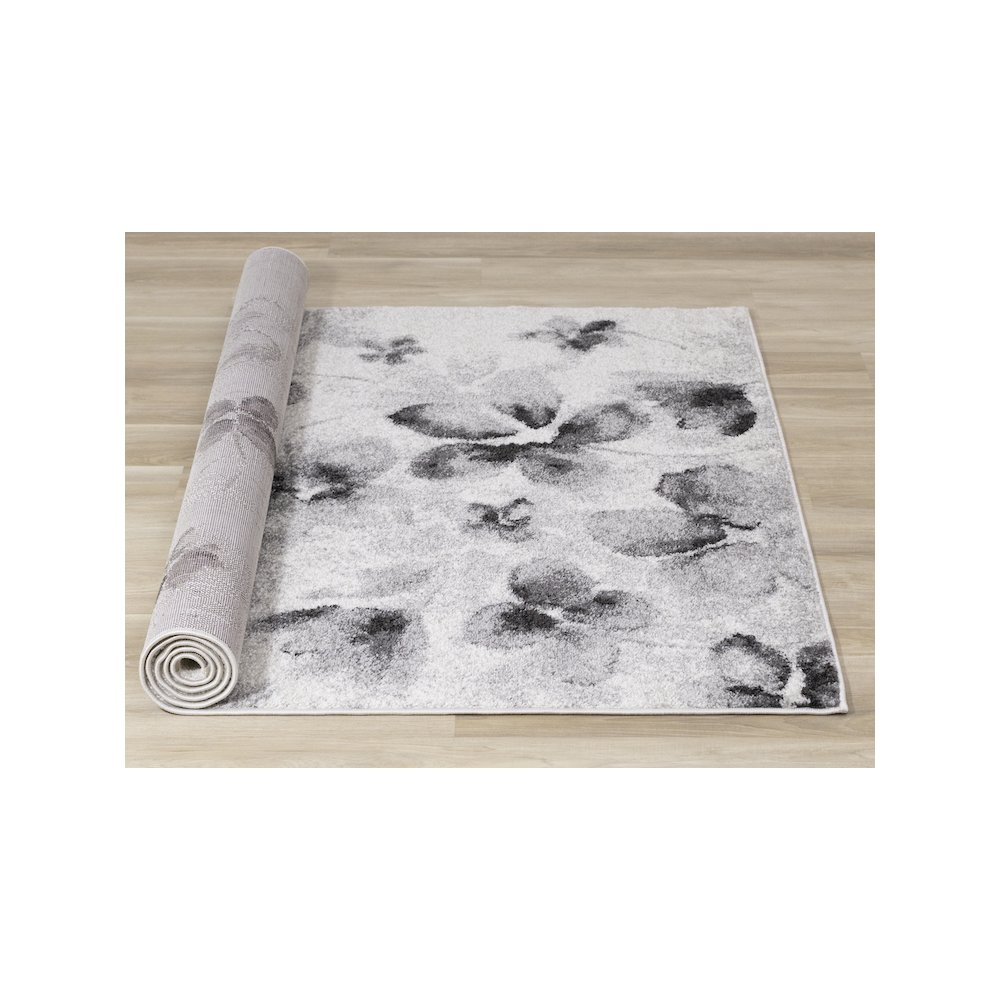 Finley Grey White Floating Flowers Rug, 7'10" x 10'6". Picture 8